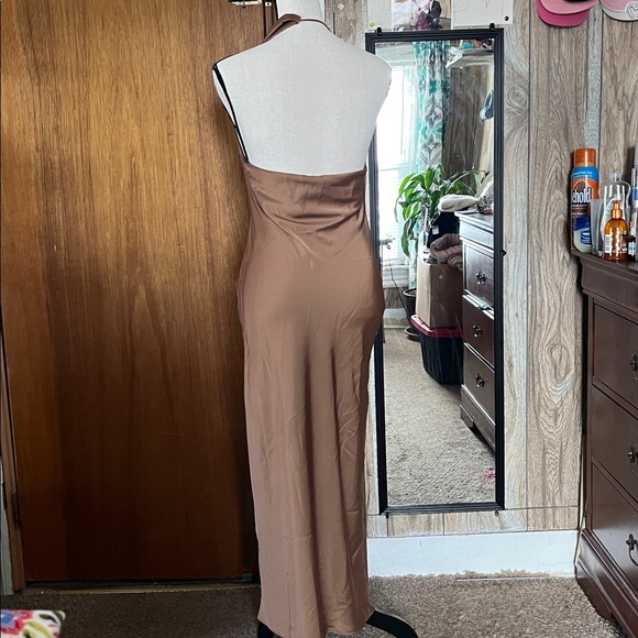 Zara One Shoulder Brown Dress - Picture 3 of 5